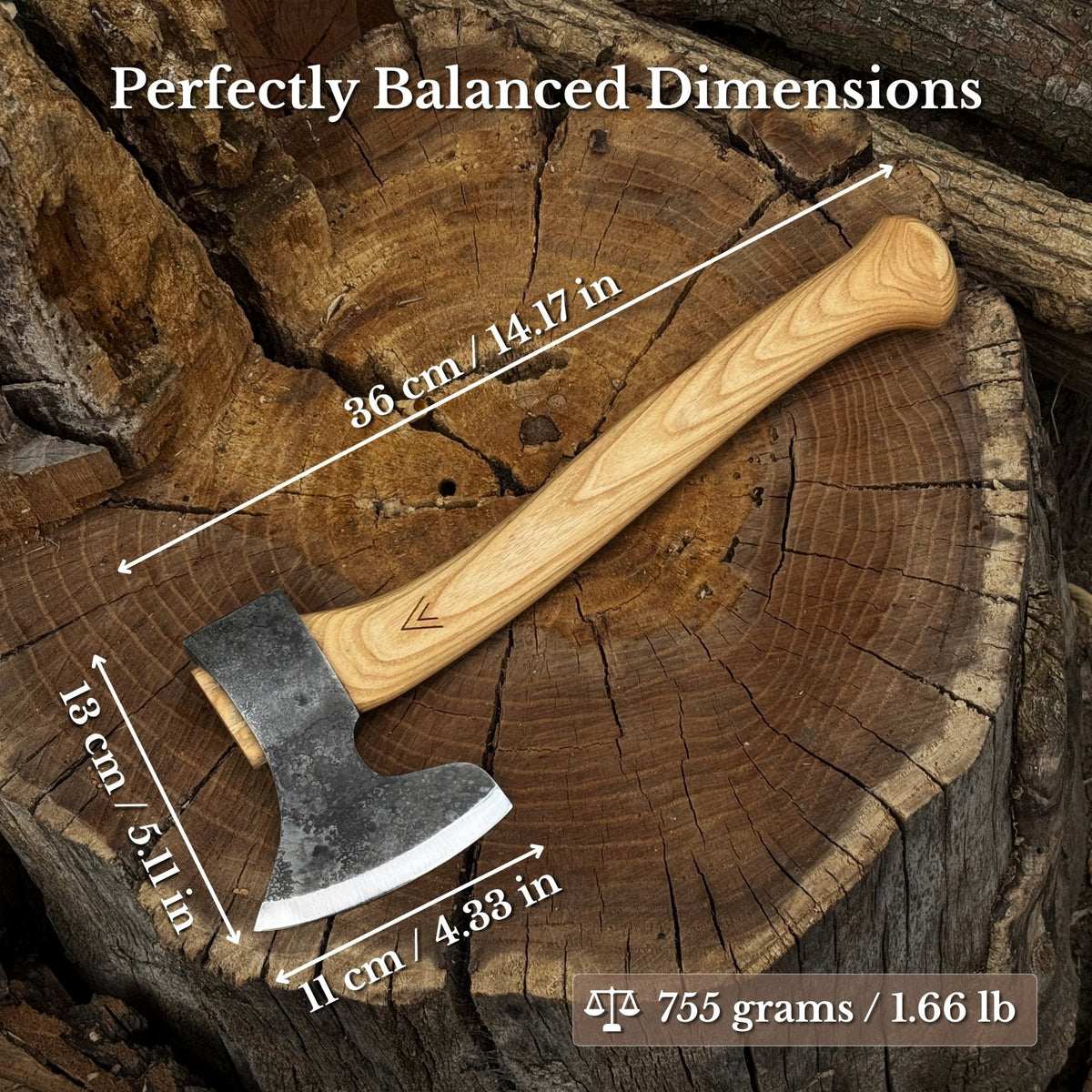 Axe with Leather Sheath by Sharky Forged Steel Tools — view 2