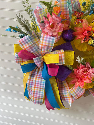 Easter Bunny Wreath | Pastel Spring Front Door Decor by Bouge Creations, view 9
