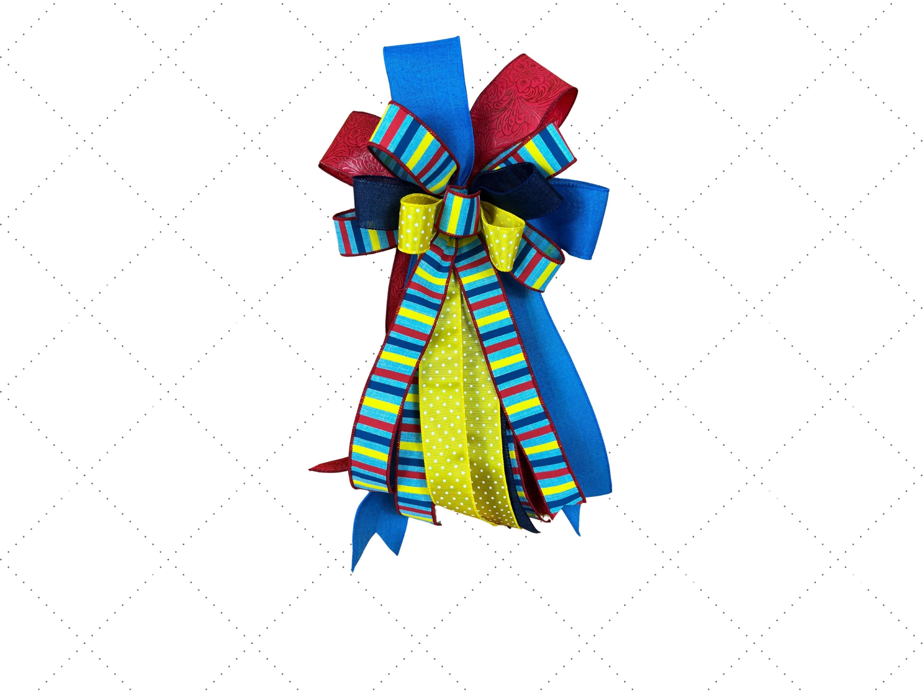 Red, Yellow & Blue Polka Dot Bow | Handmade Door Decor handmade by Bouge Creations
