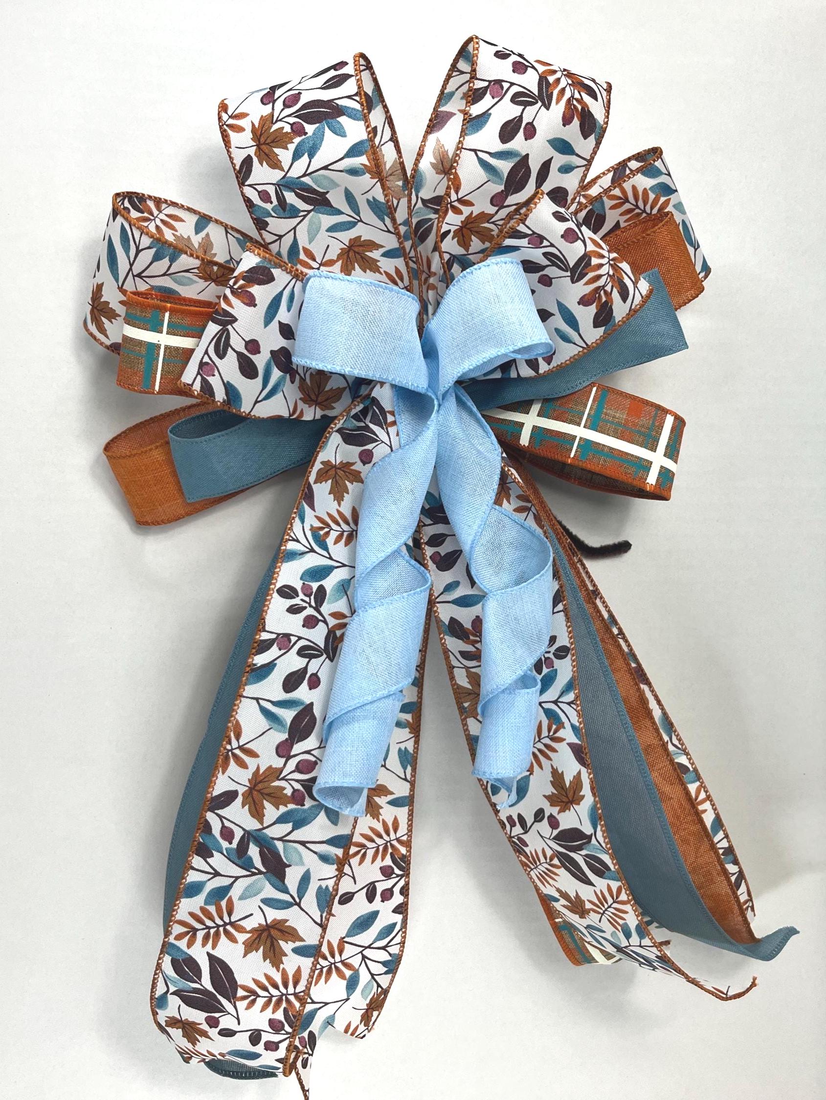 Fall Plaid Wreath Bow | Farmhouse Thanksgiving Decor by Bouge Creations, view 3