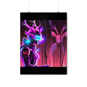 futuristic woman and deer Posters