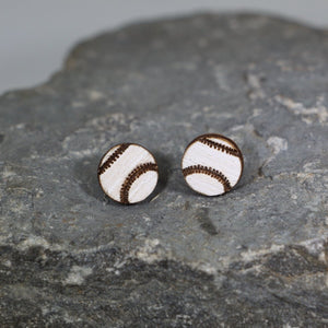 Baseball Wooden Dangle Earrings | Sports Jewelry