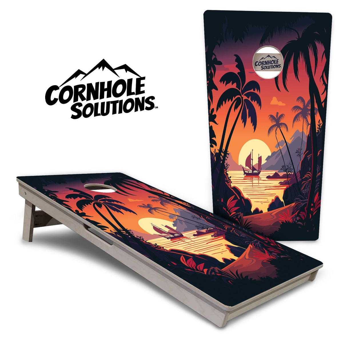 Beach Sunset Cornhole Boards – Tournament Series