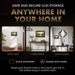 Wilderness Mountain Bear Gun Concealment Furniture - Handcrafted Hidden Gun Storage Wall Decor - Hidden Safe Furniture with Magnetic Lock for Quick Access - Made in USA