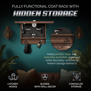 Wilderness Mountain Bear Gun Concealment Furniture - Handcrafted Hidden Gun Storage Wall Decor - Hidden Safe Furniture with Magnetic Lock for Quick Access - Made in USA