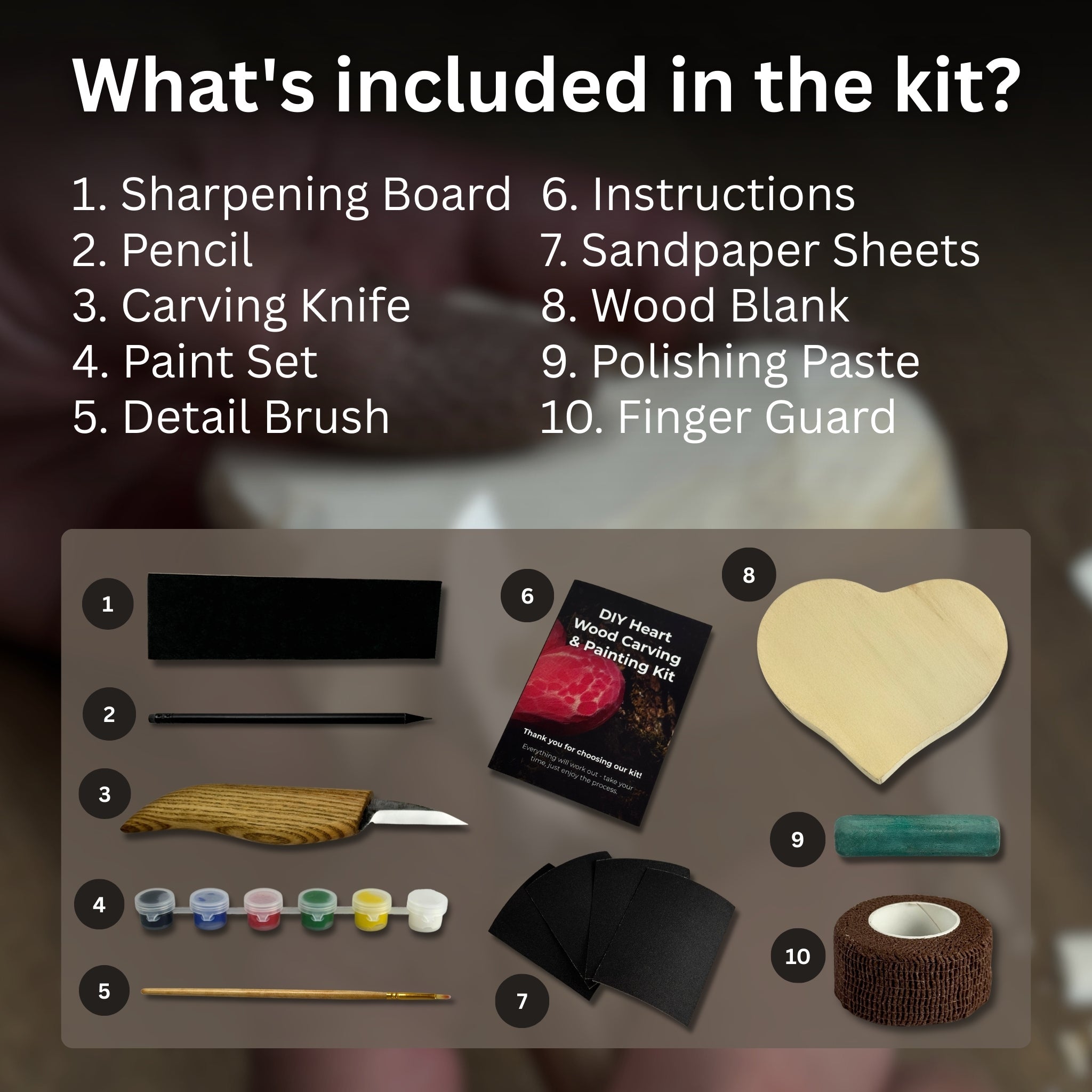 Beginner Heart Wood Carving & Painting Kit — Complete DIY Hobby Set for Adults and Kids
