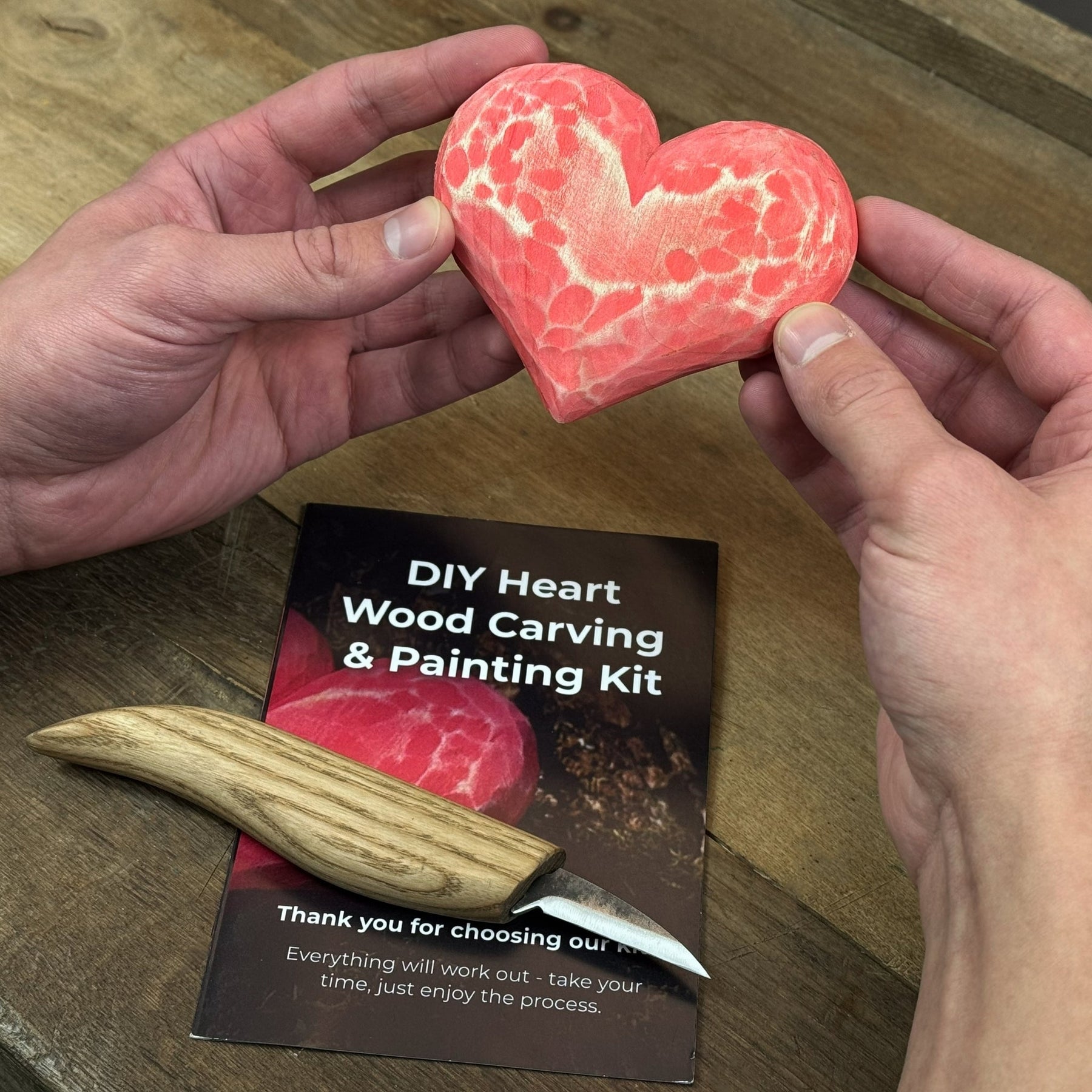 Beginner Heart Wood Carving & Painting Kit — Complete DIY Hobby Set for Adults and Kids
