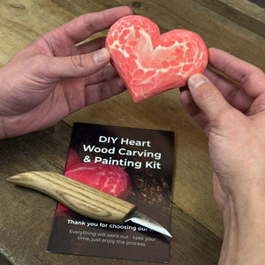 Beginner Heart Wood Carving & Painting Kit — Complete DIY Hobby Set for Adults and Kids