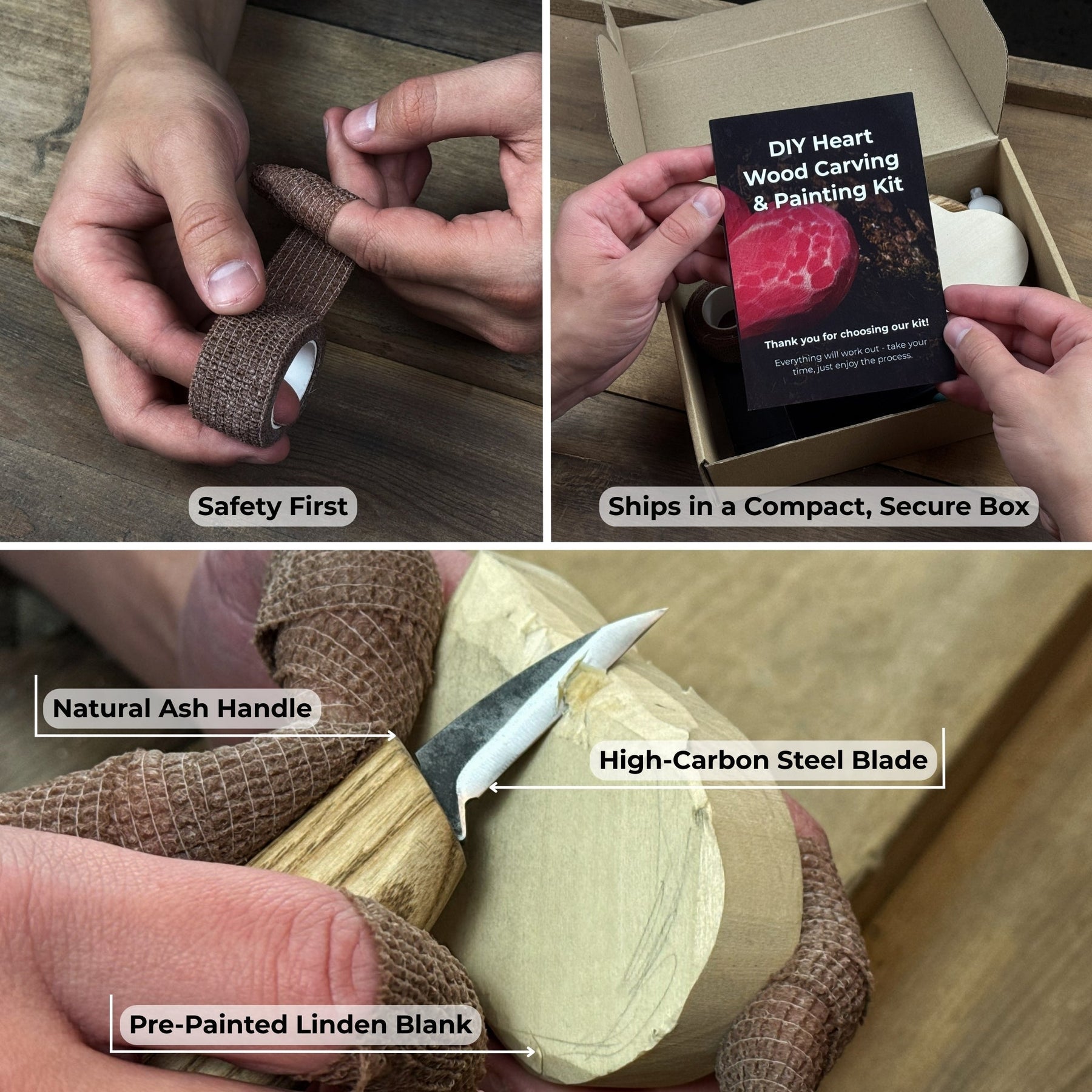 Beginner Heart Wood Carving & Painting Kit — Complete DIY Hobby Set for Adults and Kids