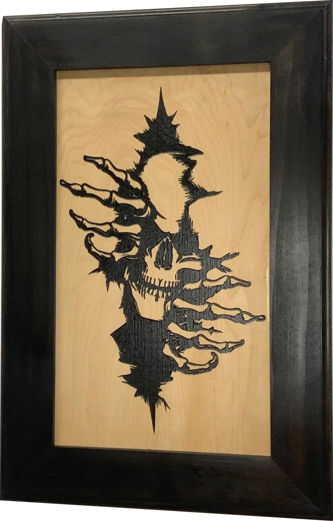 Hidden Gun Storage Cabinet Concealment Furniture, Gothic Skull Through The Wall Design, Concealed Shelf, Secure Firearm Safe, Handmade in the USA