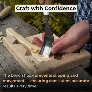 Bench Hook for Wood Carving and Chiseling – Handcrafted Wooden Work Support