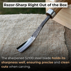 Bent Carving Gouge with Palm Handle – 8 mm / 12 mm (0.31 / 0.47 inches)