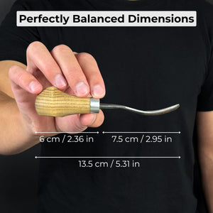 Bent Carving Gouge with Palm Handle – 8 mm / 12 mm (0.31 / 0.47 inches)