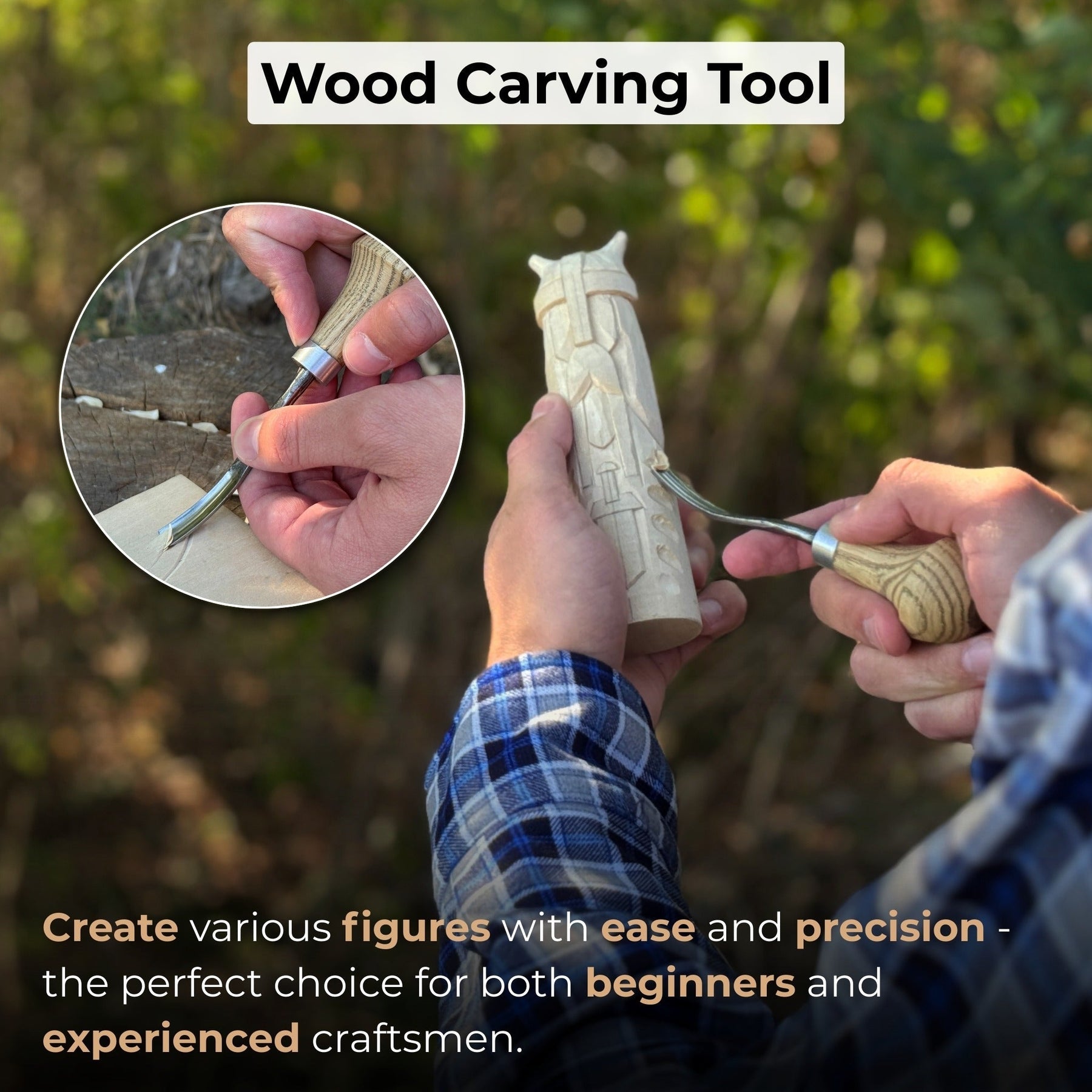 Bent Carving Gouge with Palm Handle – 8 mm / 12 mm (0.31 / 0.47 inches)