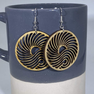 Big Wave Wooden Circle Dangle Earrings | Ocean Surf Jewelry