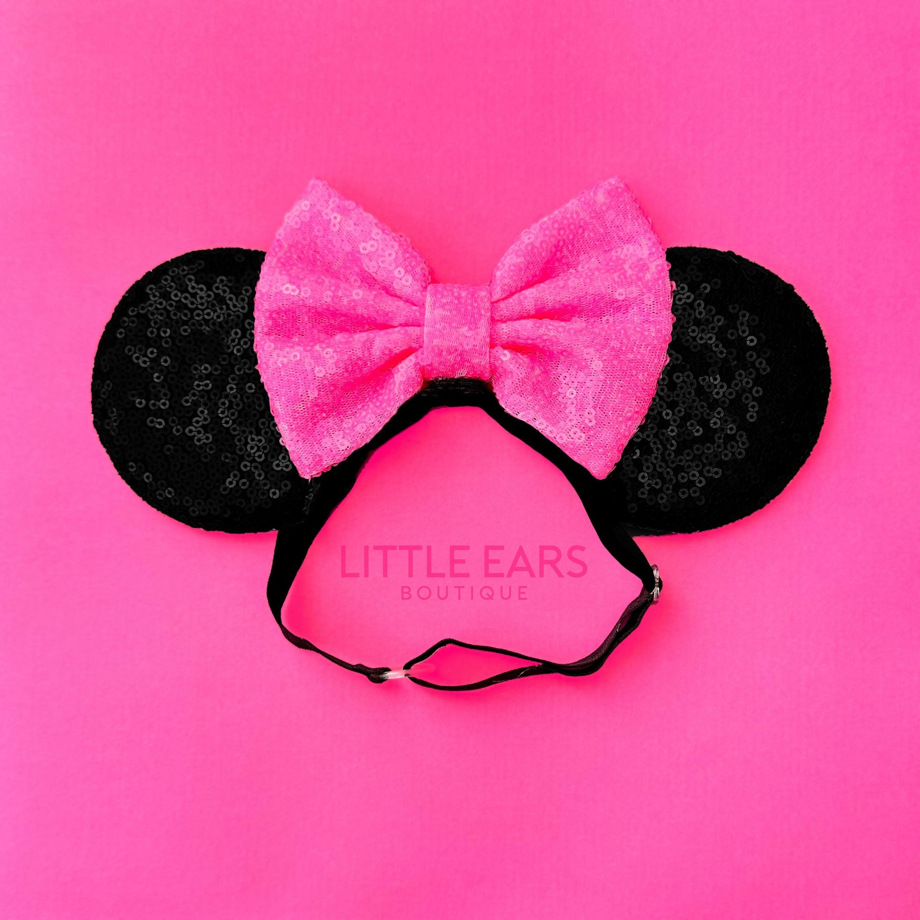 Black & Hot Pink Elastic Mickey Ears
