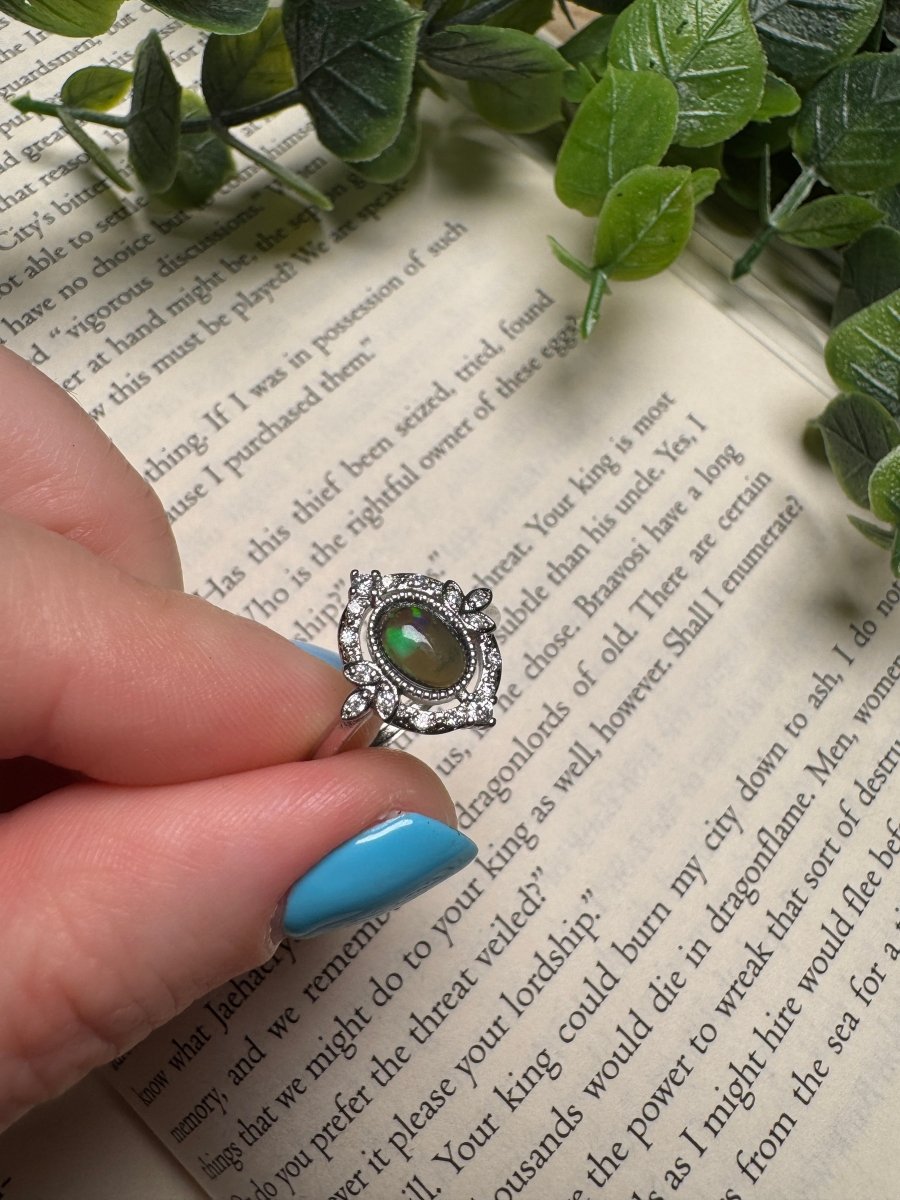 Black Opal Adjustable Ring