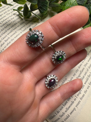 Black Opal Adjustable Ring