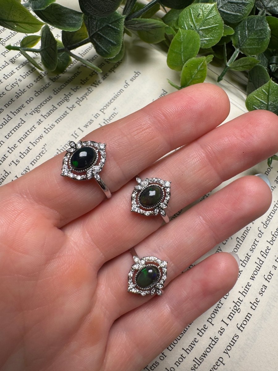 Black Opal Adjustable Ring