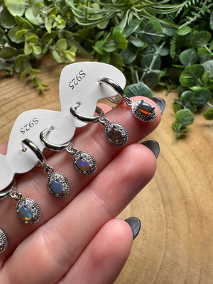 Black Opal Huggie Earrings