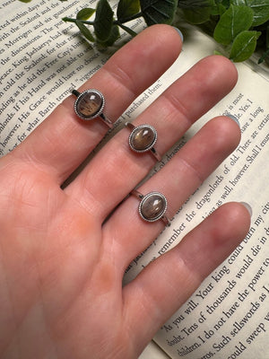 Black Sunstone Adjustable Ring