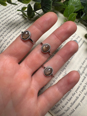 Black Sunstone Adjustable Ring