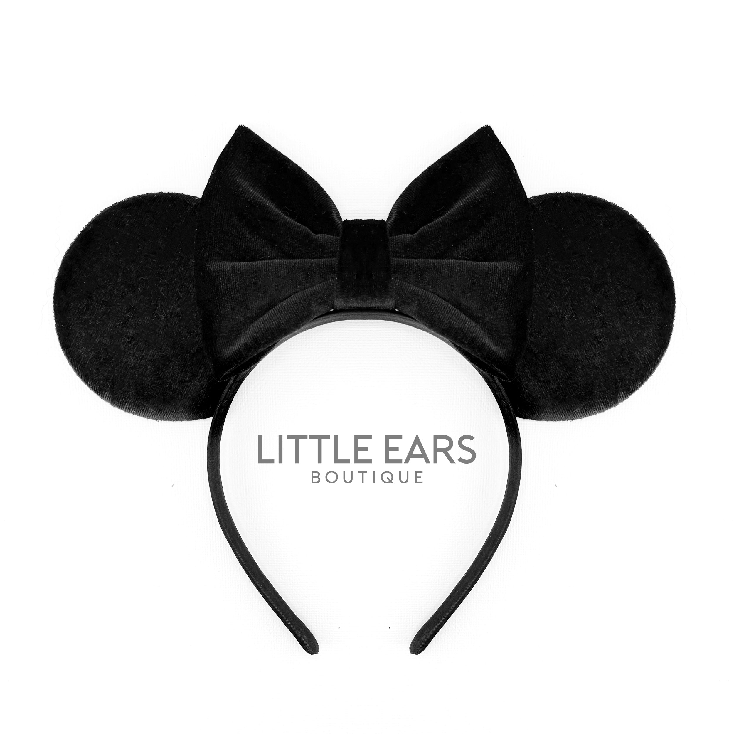 Black velvet handmade theme park ears by Little Ears Boutique