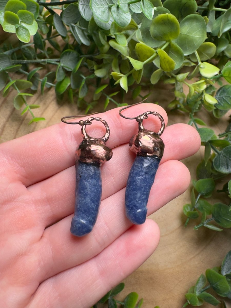 Blue Aventurine Penis Earrings
