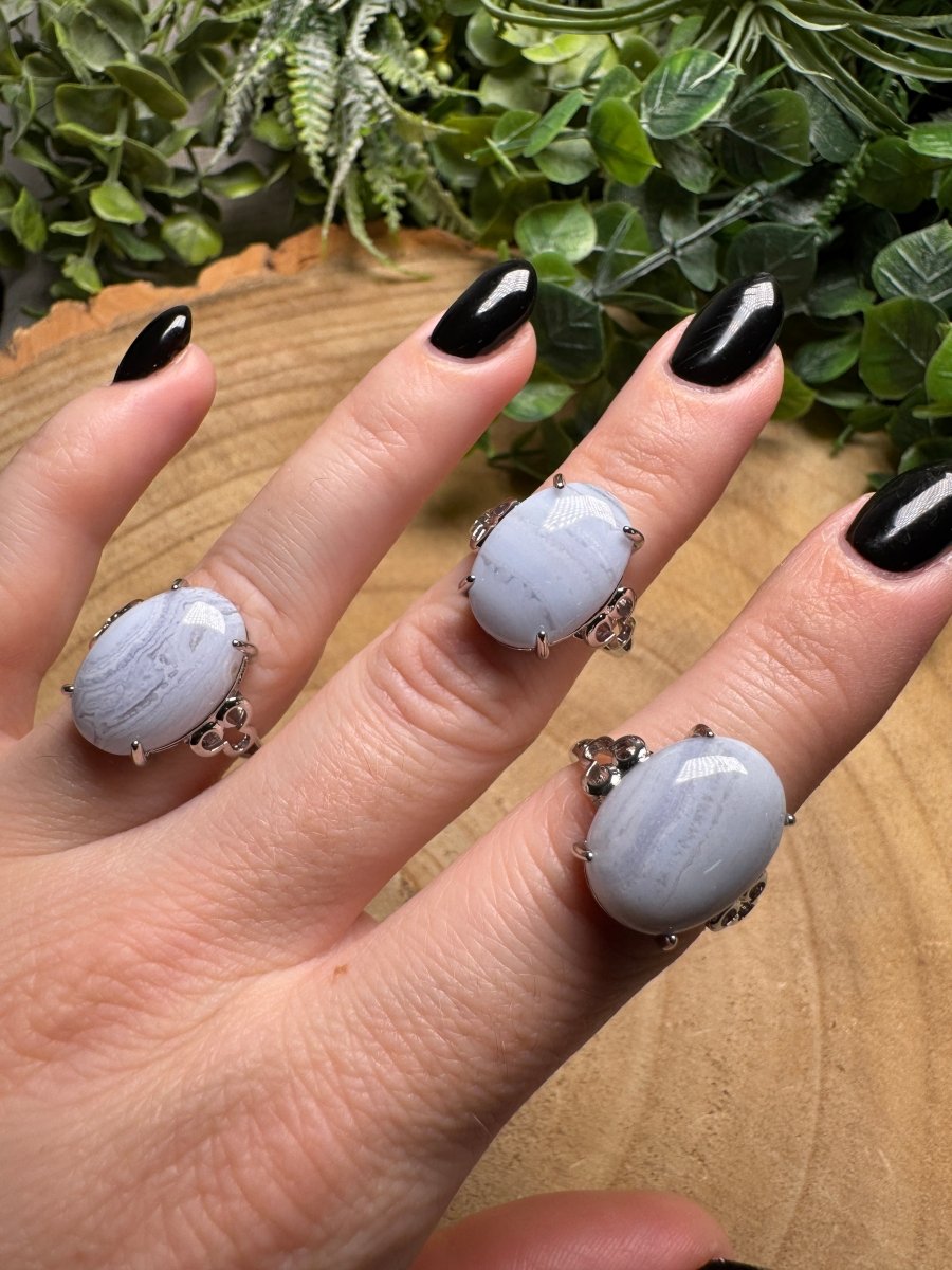 Blue Lace Agate Ring Adjustable