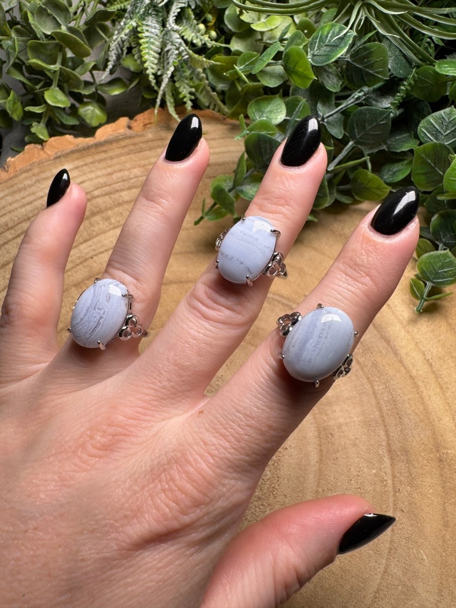 Blue Lace Agate Ring Adjustable