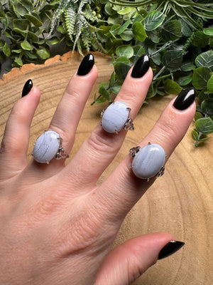 Blue Lace Agate Ring Adjustable