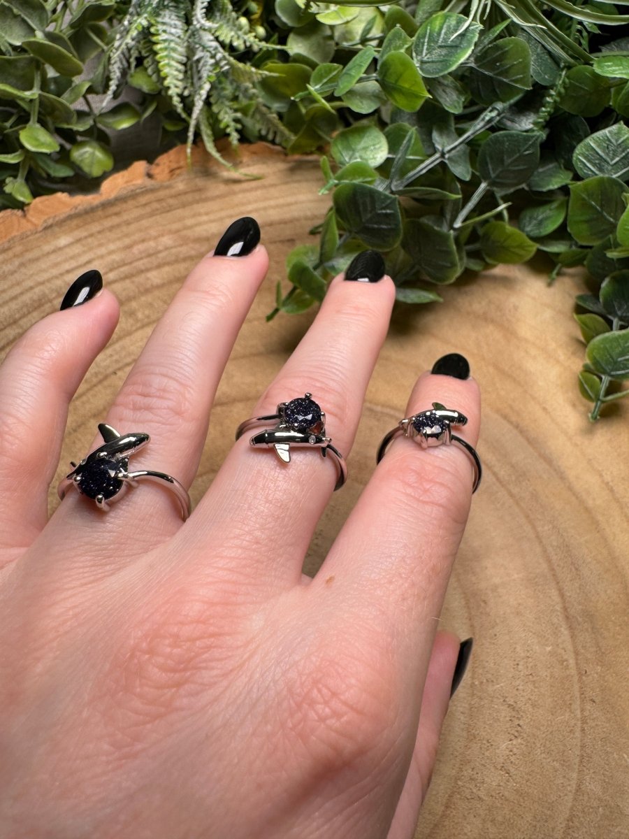 Blue Sandstone Dolphin Ring Adjustable
