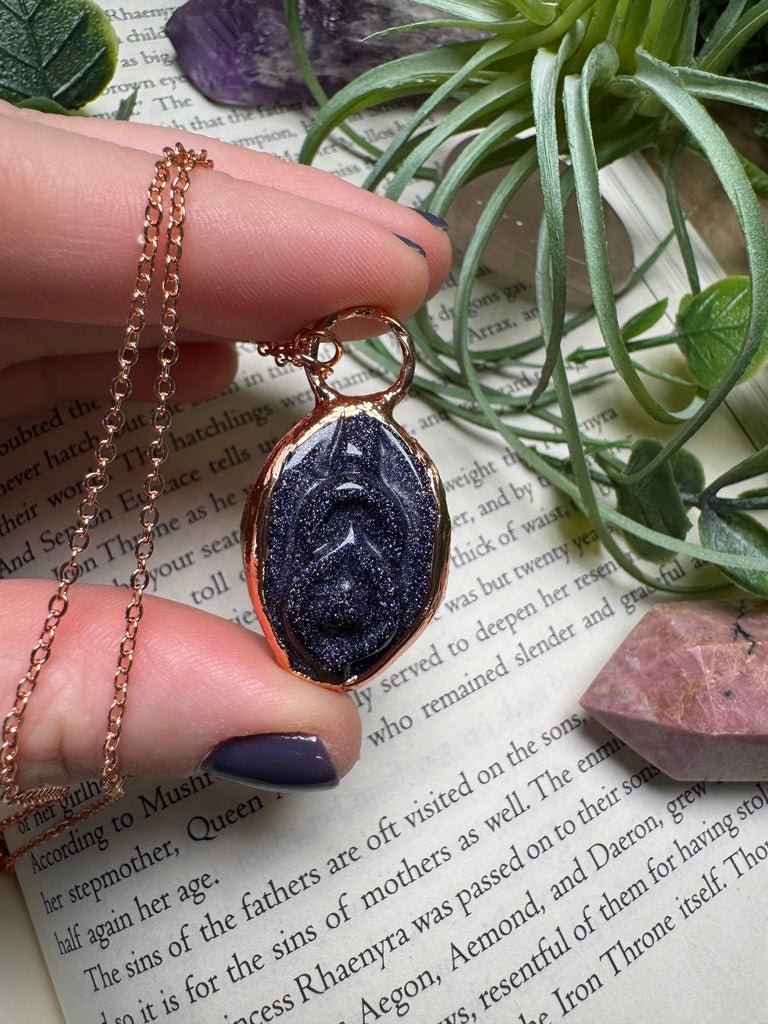 Blue Sandstone Yoni Necklace