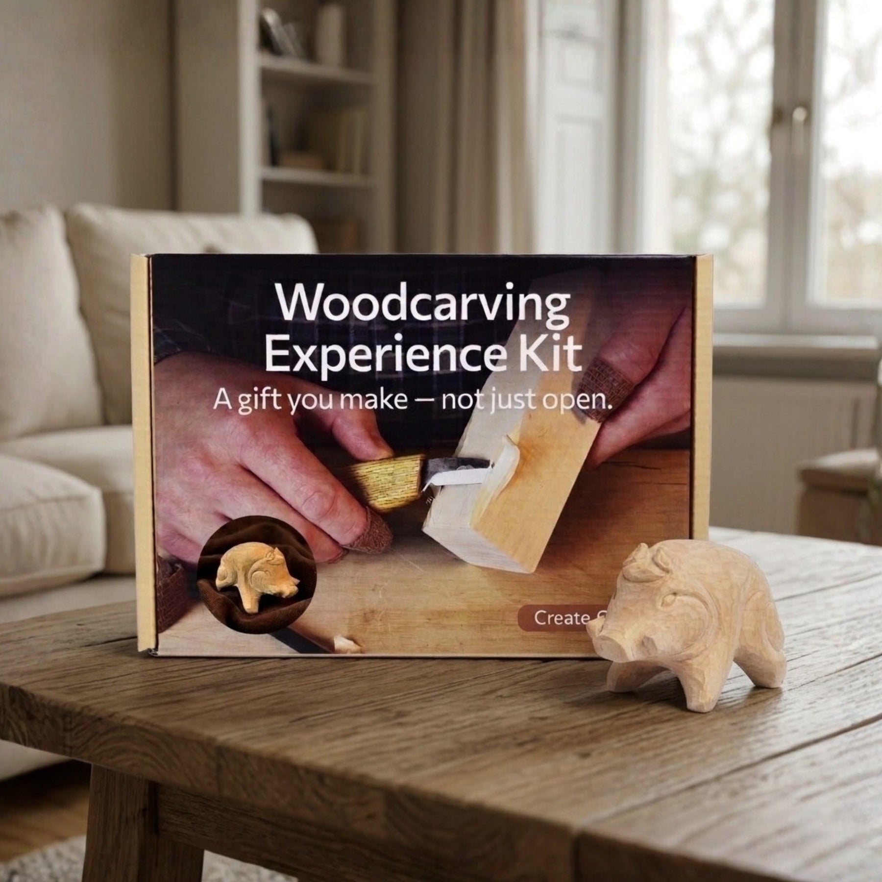 Boar Carving Kit - Complete Starter Whittling Kit for Beginners, Adults, Teens, and Kids