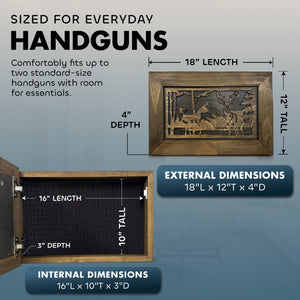 Buck and Doe in The Woods Gun Concealment Furniture - Handcrafted Hidden Gun Storage Wall Decor - Hidden Gun Shelf with Magnetic Lock for Quick Access
