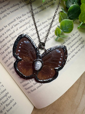 Butterfly and Dendritic Jade Necklace