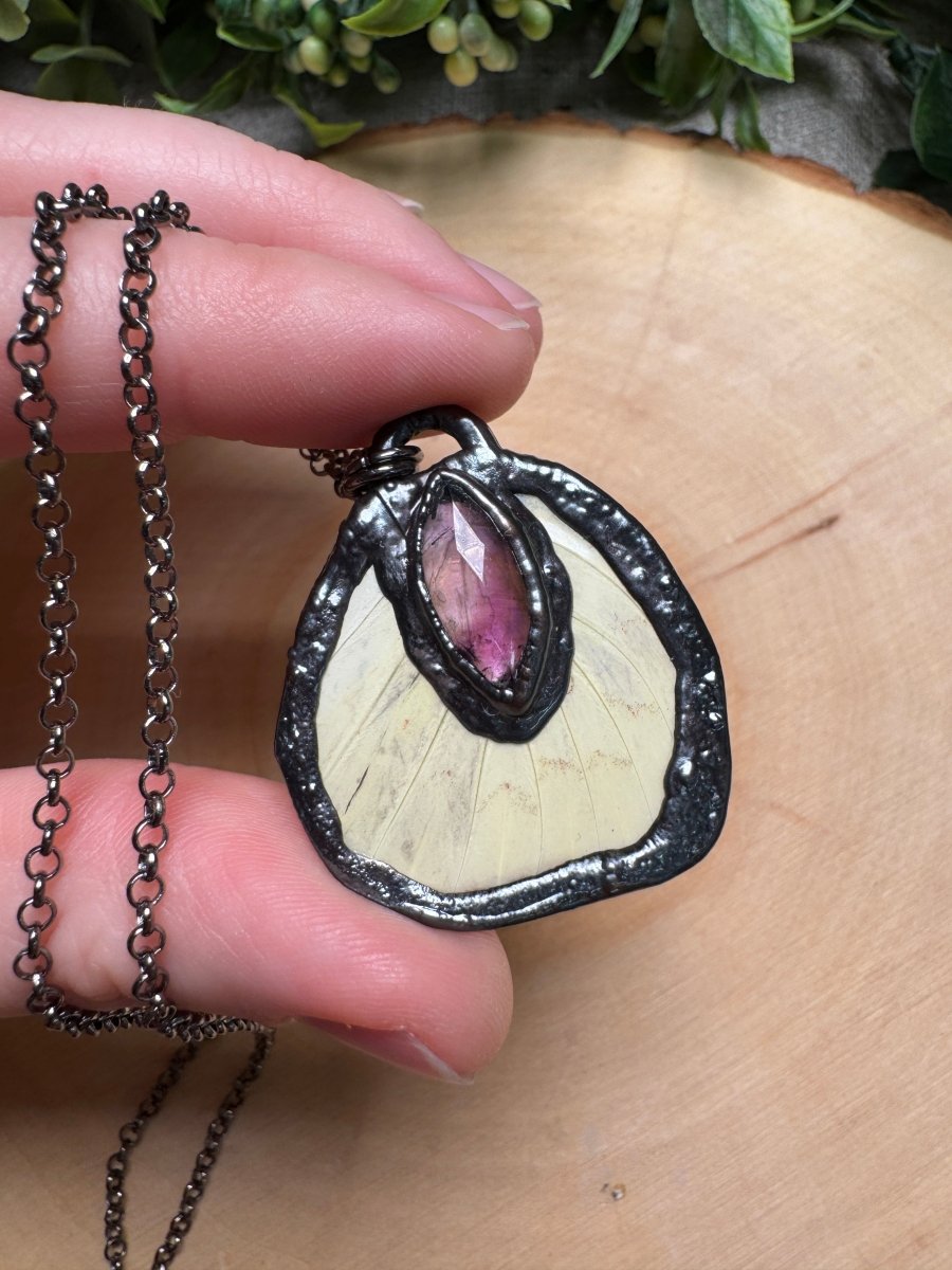 Butterfly Wing and Amethyst Necklace