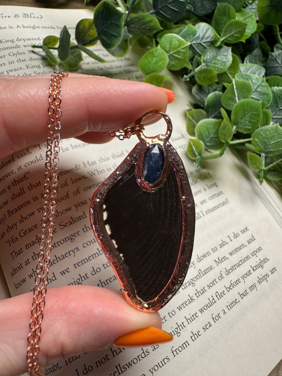 Butterfly Wing and Blue Kyanite Necklace