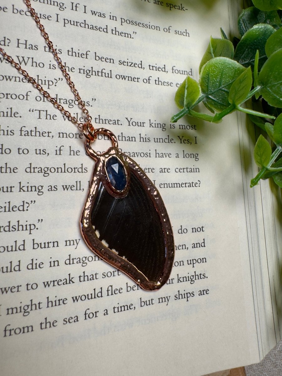 Butterfly Wing and Blue Kyanite Necklace