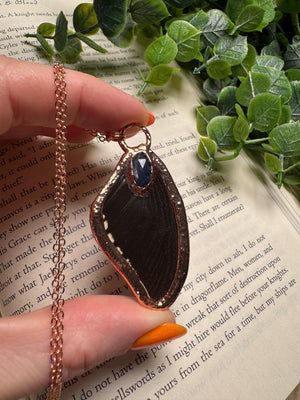 Butterfly Wing and Blue Kyanite Necklace