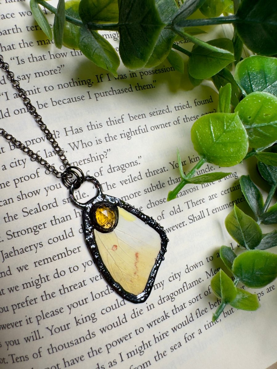 Butterfly Wing and Citrine Necklace