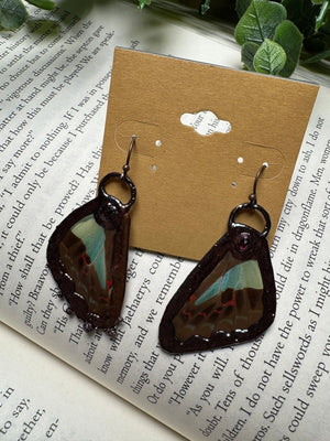 Butterfly Wing and Garnet Earrings