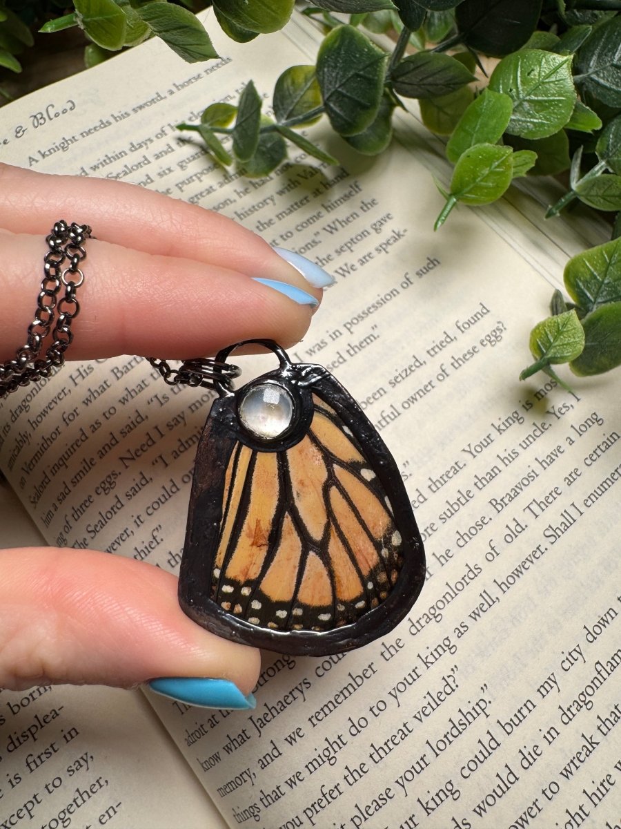 Butterfly Wing and Mother of Pearl Shell Necklace
