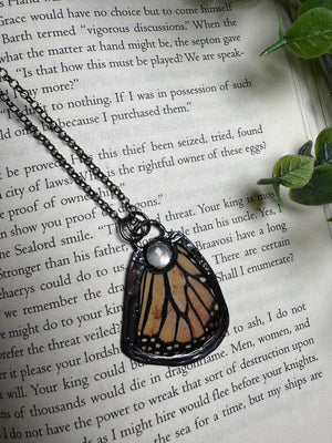 Butterfly Wing and Mother of Pearl Shell Necklace