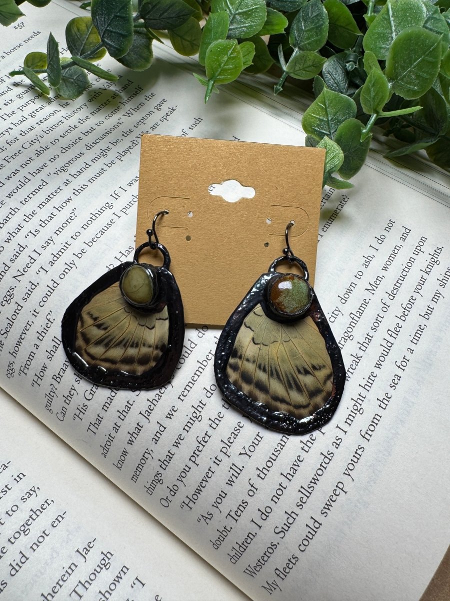 Butterfly Wing and Natural Turquoise Earrings