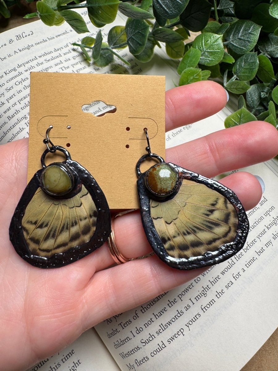 Butterfly Wing and Natural Turquoise Earrings