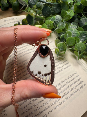 Butterfly Wing and Obsidian Necklace