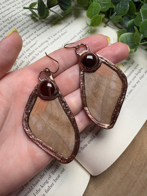 Butterfly Wing and Red Tigers Eye Earrings