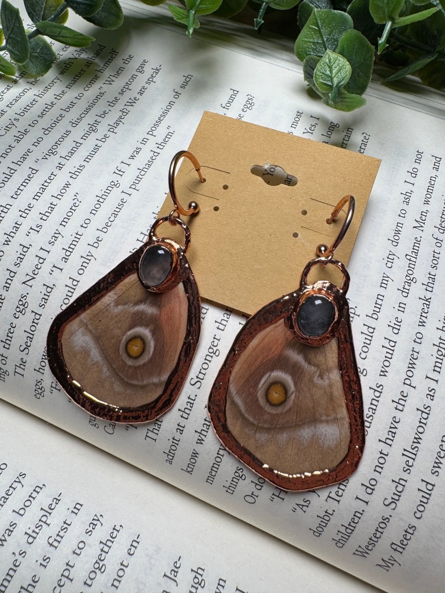 Butterfly Wing and Rose Quartz Earrings