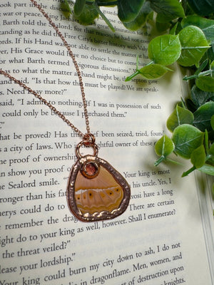 Butterfly Wing and Strawberry Quartz Necklace